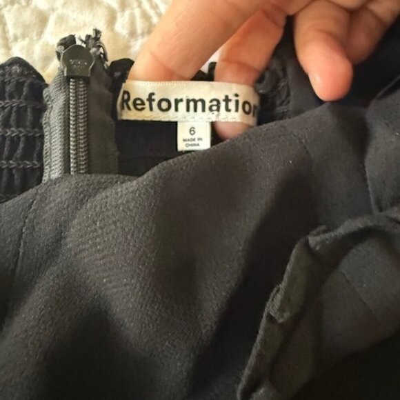 Reformation Jojoba 100% Linen Black Mini Dress Size 6 - Picture 3 of 7